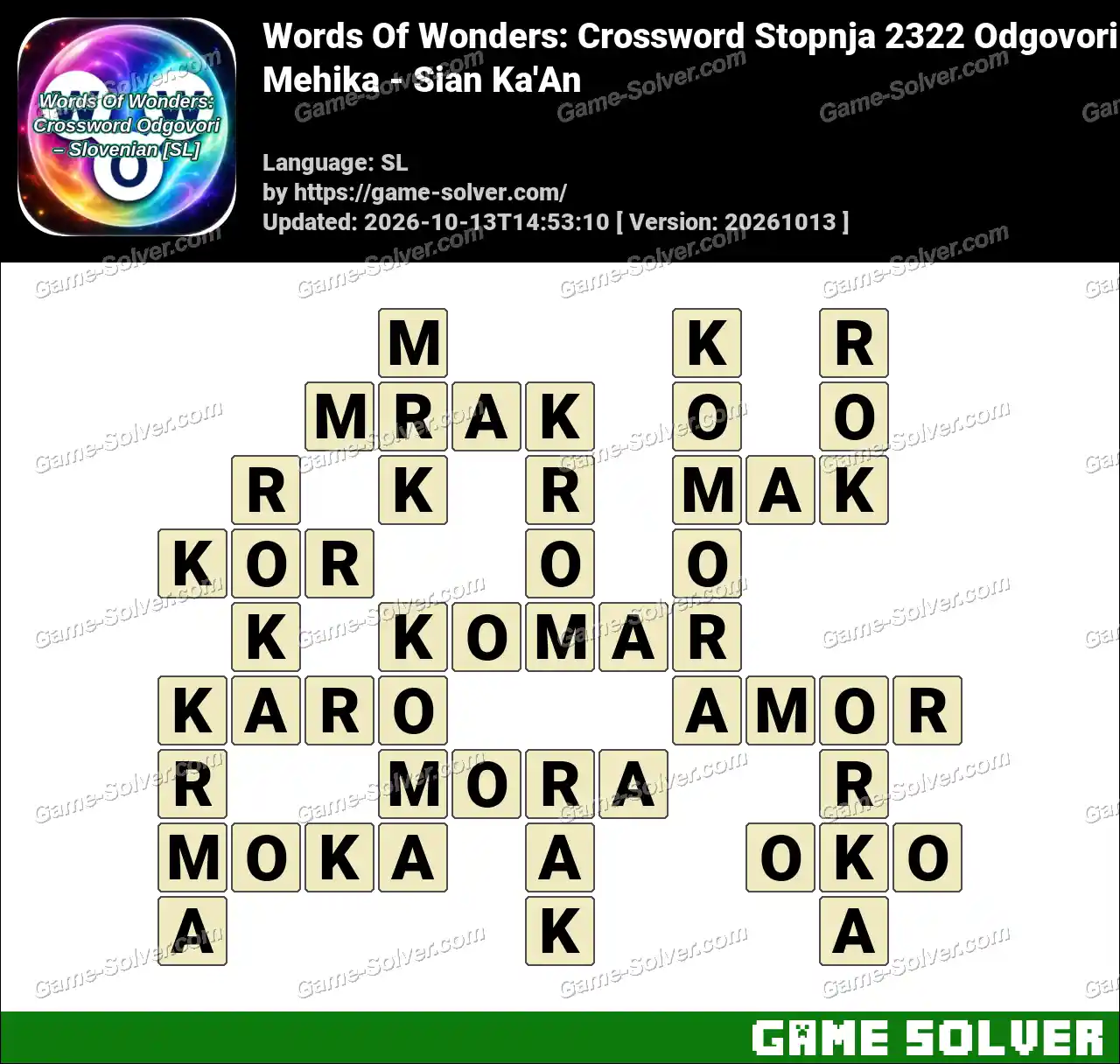 Words Of Wonders: Crossword Stopnja 2322 Odgovori – Mehika – Sian Ka’An